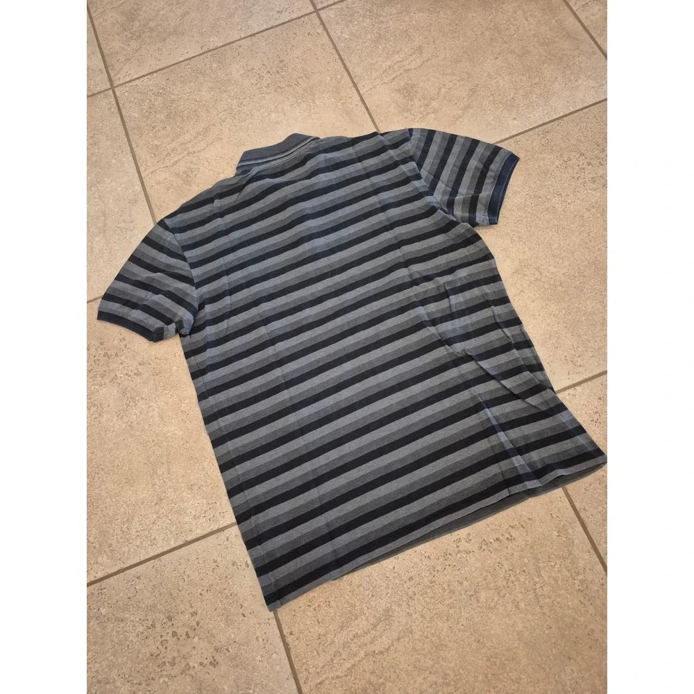 Gucci Men's Gray-Black Striped Polp Shirt - Made In Italy